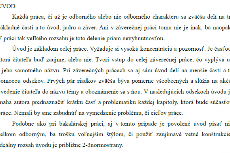 Diplomové práce úvod vzor 1 Diplomové práce úvod vzor 1
